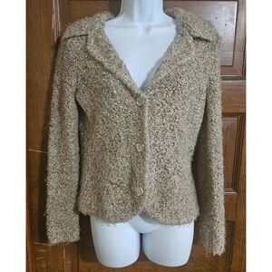 New York & Company Fuzzy Knobby Knit Button Cardigan